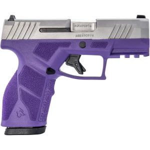 Taurus GX2 9mm pistol, dark purple frame, stainless slide, 3.38 inch barrel, two 13-round magazines