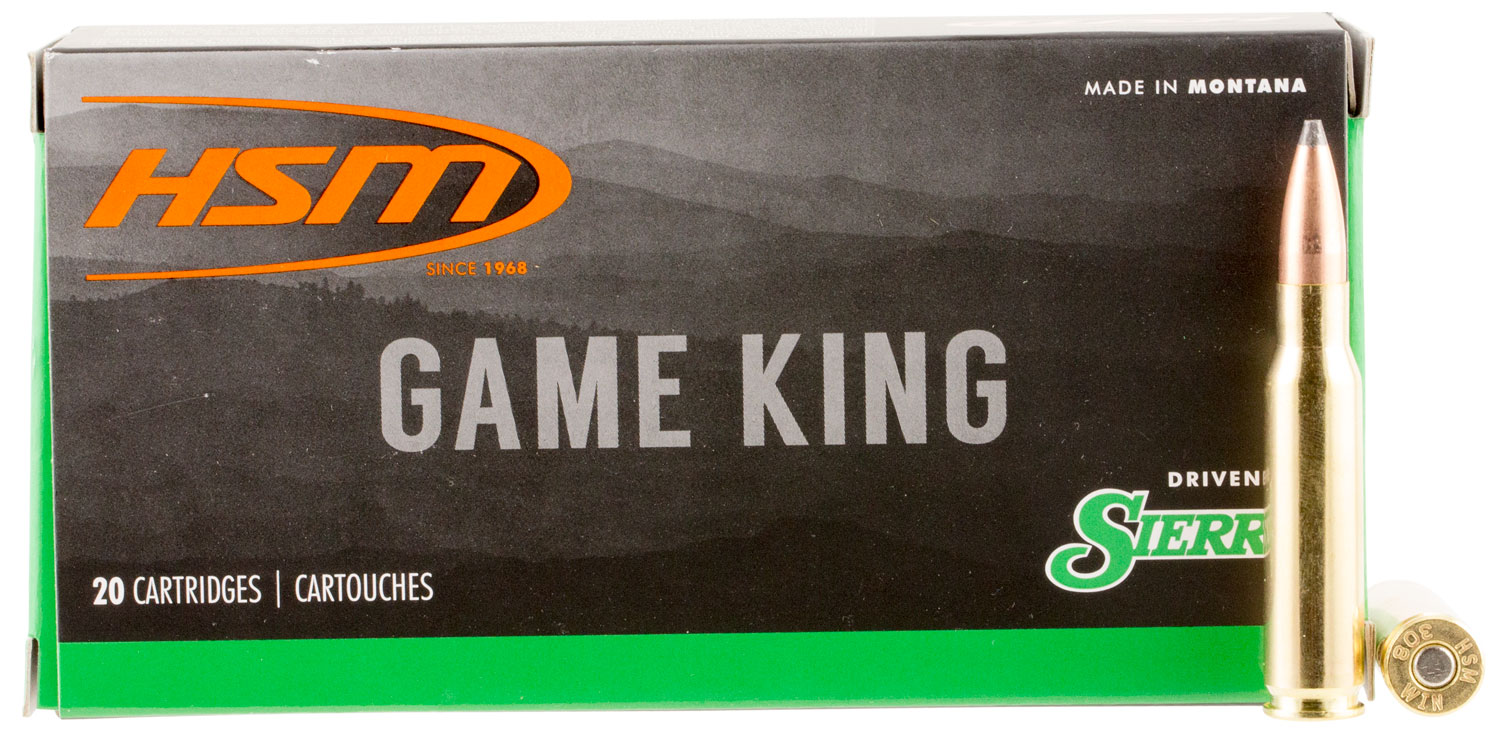 HSM Game King .308 Win 150 gr Sierra GameKing Spitzer Boat Tail ammunition box