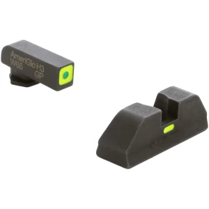 AmeriGlo GL614 CAP Sight Set for Glock  Green Tritium LumiGreen Outline Front Sight-LumiGreen Bar Rear Sight