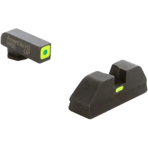 AmeriGlo GL615 CAP Sight Set for Glock  Green Tritium LumiGreen Outline Front Sight-LumiGreen Bar Rear Sight