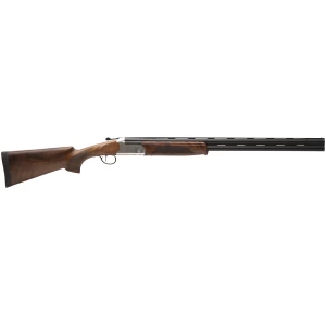 Stevens 555 E 28 Gauge 26 in over-under shotgun with engraved silver receiver and walnut stock