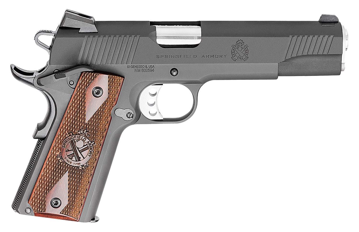 Springfield Armory 1911 Loaded .45 ACP 5-inch parkerized pistol with Cocobolo wood grips