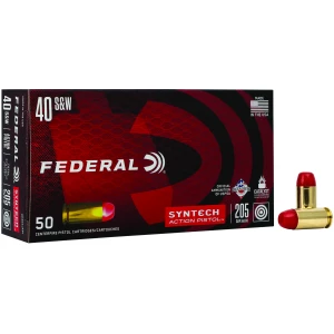 Box of Federal American Eagle Syntech Action Pistol .40 S&W 50-count ammunition