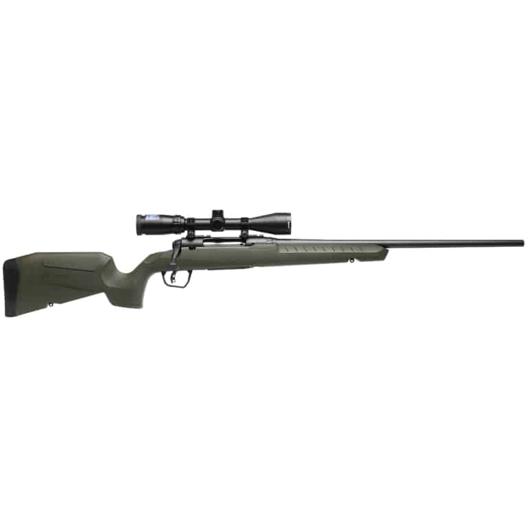 Savage Axis 2 XP .270 Winchester 22 inch left-hand rifle with green synthetic stock and mounted 3-9x40 scope