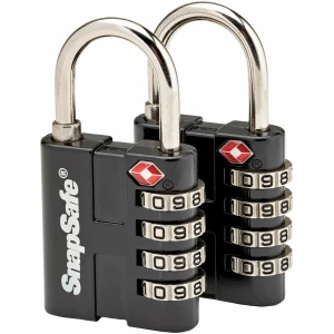 SnapSafe TSA-approved 4-digit combination padlocks 2-pack, black metal