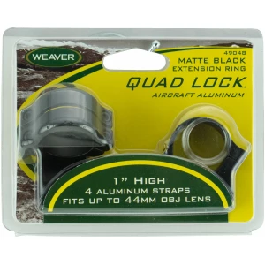 Weaver Quad Lock detachable scope rings 1 inch high matte black