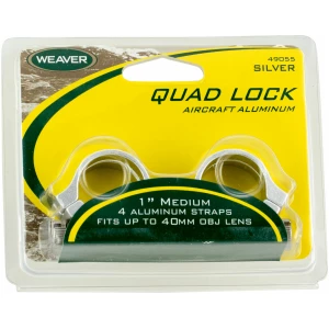 Weaver Quad Lock quick-detach medium scope rings 1 inch silver
