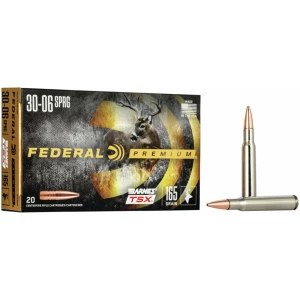 Federal Premium 30-06 Springfield 165 gr Barnes TSX ammunition box, 20 rounds
