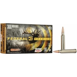 Federal Premium 300 Winchester Magnum 165 gr Barnes TSX ammunition box, 20 rounds
