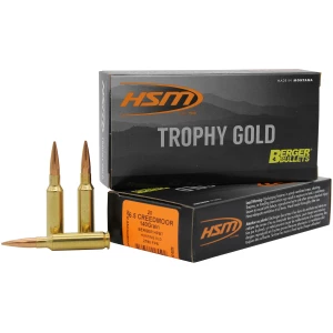 HSM Trophy Gold 6.5 Creedmoor 140 gr Berger VLD 20-round box, brass-cased ammunition