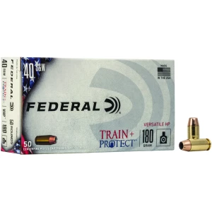 Federal Train+Protect .40 S&W 180 gr VHP ammo box, 50 rounds