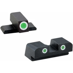 AmeriGlo XD191 Classic Tritium Sight Set for Springfield Armory XD  Green Tritium White Outline Front Sight-Green Tritium White Outline Rear Sight