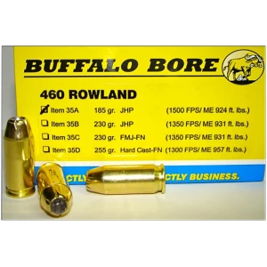 Buffalo Bore 35A20 460 Rowland 185 gr Jacketed Hollow Point ammunition - 20 per box