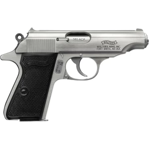 Walther PP stainless .380 ACP semi-auto pistol right-side view