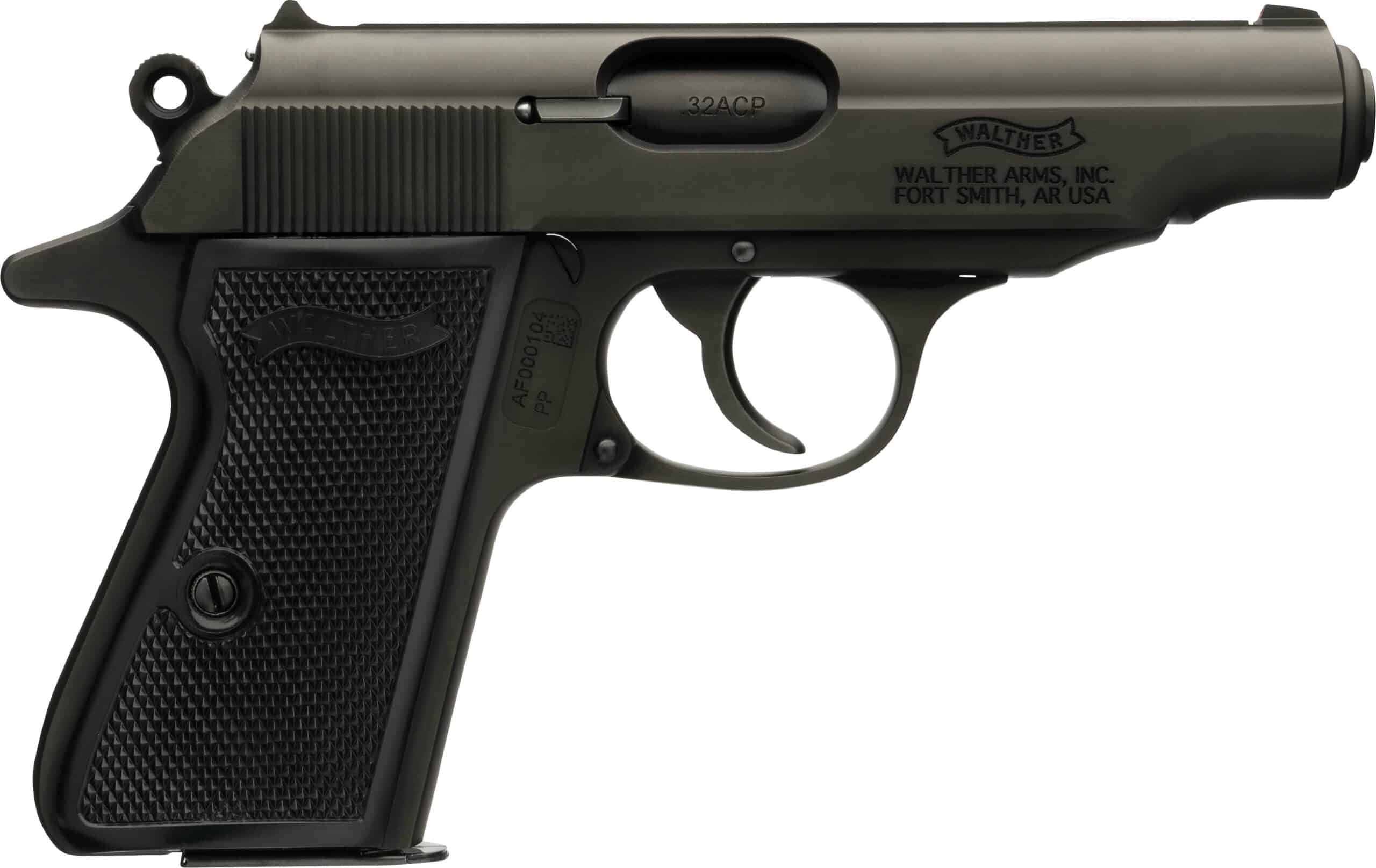Walther PP .32 ACP pistol black steel frame synthetic grips two 8-round magazines