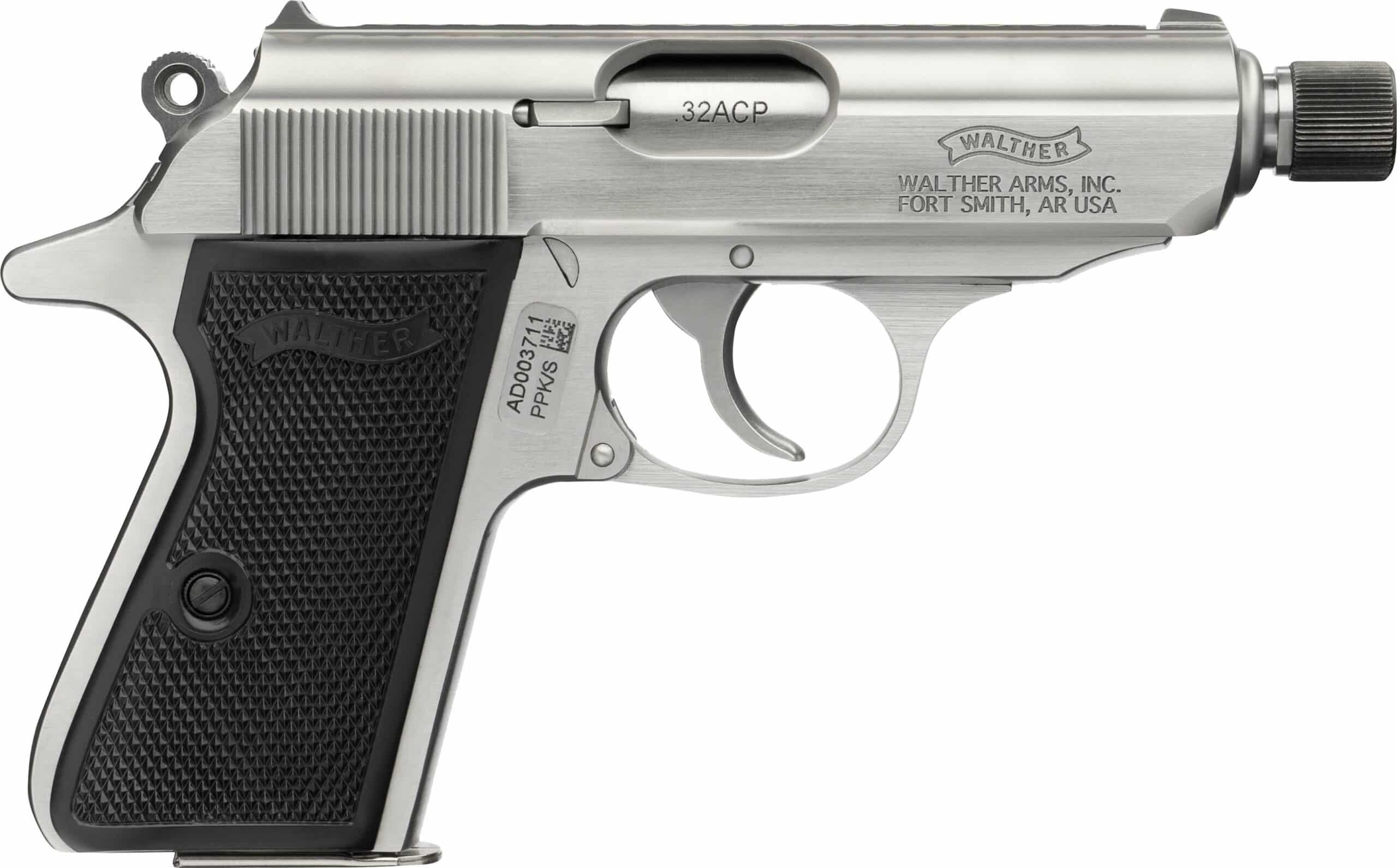 Walther PPK/S SD stainless .32 ACP 3.30in threaded barrel two magazines