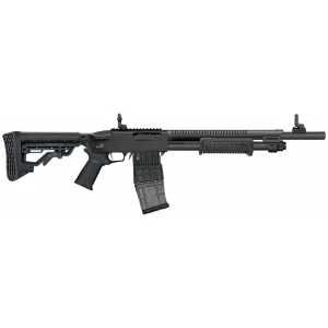 Mossberg 590RM 12 Gauge pump-action shotgun with 18.5 in. barrel and Magpul MBUS 3 sights, black
