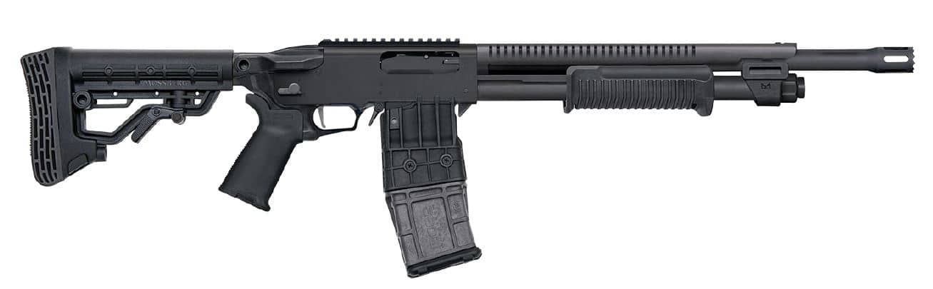 Mossberg 590RM 12 Gauge 18.5in Mag-Fed Pump Shotgun in black with Magpul MOE pistol grip