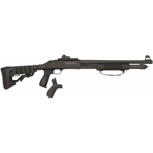 Mossberg 590 SPX 12 Gauge pump shotgun with 18.5-inch barrel and FLEX adjustable stock, matte blued finish