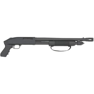 Mossberg 590 Cruiser 12ga 18.5in pump shotgun with black pistol grip, matte blued finish
