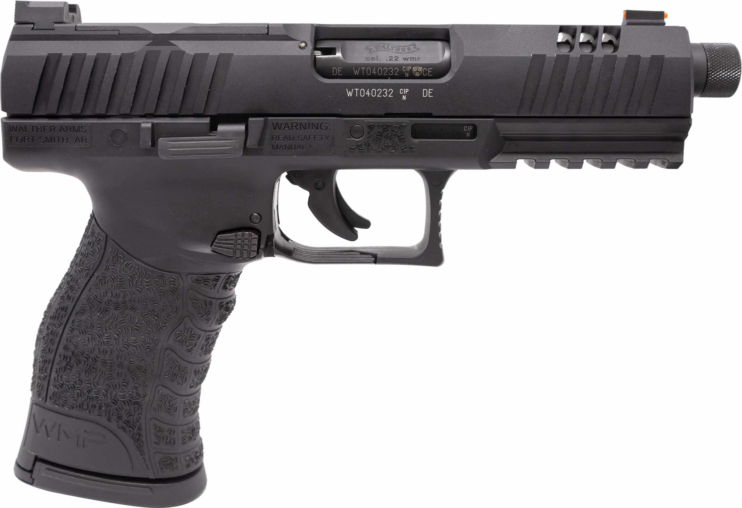 Walther WMP SD .22 WMR 4.9-inch threaded barrel optic-ready pistol, black polymer frame