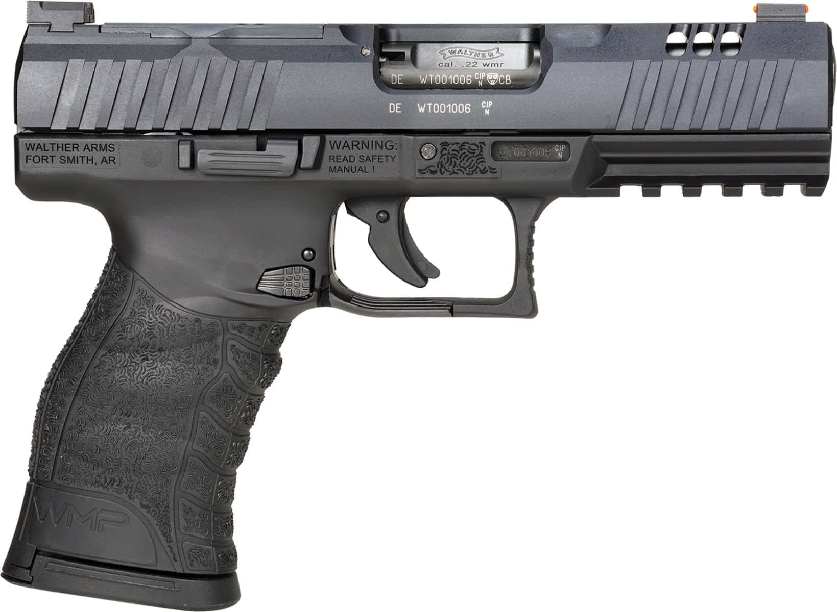 Walther WMP .22 WMR pistol with optic-ready slide and black polymer frame