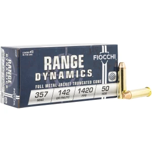 Fiocchi Range Dynamics .357 Magnum 142 gr FMJ Truncated-Cone box, 50 rounds