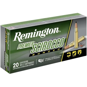 Remington Premier Scirocco Bonded .300 RUM 180 gr rifle ammunition box and rounds