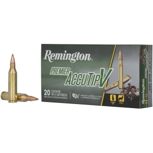 Remington Premier AccuTip-V .243 Winchester 75 grain ammunition box, 20 rounds