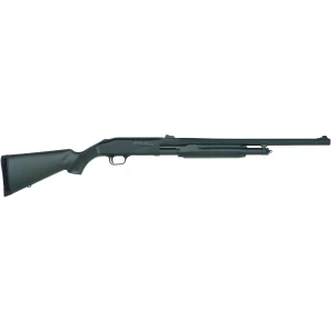 Mossberg 500 Slugster 24 in rifled barrel shotgun, matte blue finish, black synthetic stock