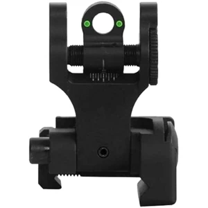 Troy Ind SSIGFBSRTBT00 Tritium Rear Folding BattleSight Round Black Hardcoat Anodized for AR-15