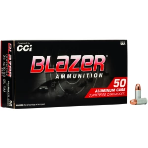 Box of CCI Blazer .25 ACP 50 gr TMJ ammunition — 50 rounds