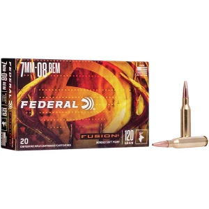 Box of Federal Fusion 7mm-08 Rem 120 gr rifle ammunition, 20 rounds