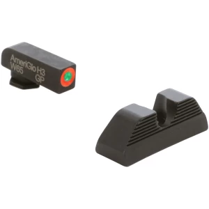 AmeriGlo GL351 Protector Sight Set for Glock  Green Tritium Orange Outline Front Sight-Black Serrated Rear Sight