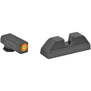 AmeriGlo GL353 Protector Sight Set for Glock  Green Tritium Orange Outline Front Sight-Black Serrated Rear Sight