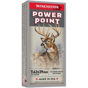 Winchester Super-X 7.62x39 123 gr Power-Point ammunition box, 20 rounds