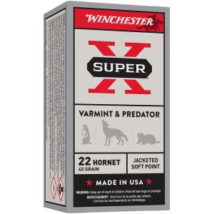 Winchester Super-X .22 Hornet 45 gr JSP 50 rd box ammunition