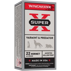 Winchester Super-X .22 Hornet 46 gr JHP 50rd box brass-case ammunition
