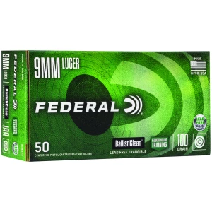 Federal BallistiClean 9mm Luger 100 gr lead-free frangible handgun ammunition 50 ct box