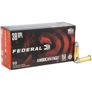 Federal American Eagle .38 Special 158gr LRN 50rd box brass-cased training ammunition