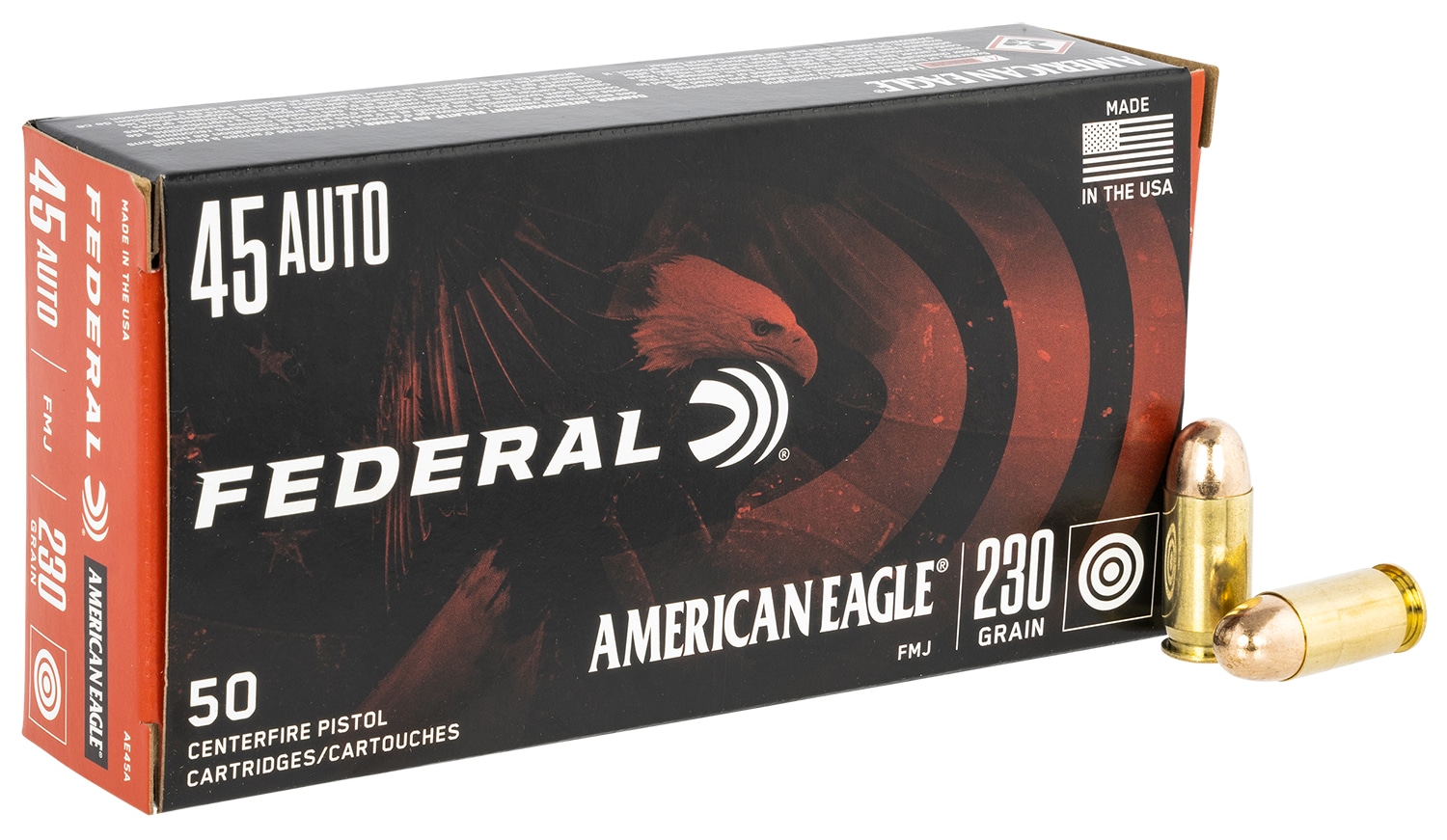 Federal American Eagle 45 ACP 230 gr FMJ ammunition 50-round box