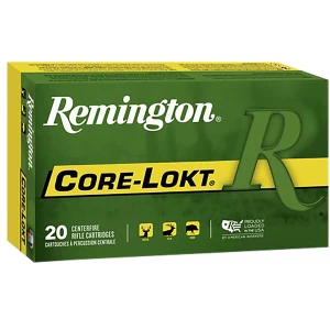 Remington Core-Lokt .338 Win Mag 225 gr PSP ammunition box, 20 rounds