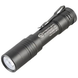 Streamlight MegaStream USB rechargeable flashlight in black with pocket clip and holster