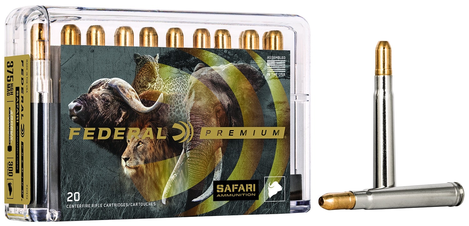 Federal Premium Cape-Shok .375 H&H Magnum 300 gr ammunition box, 20 rounds