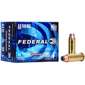 Federal Power-Shok .44 Mag 180 gr JHP ammunition box with 20 rounds