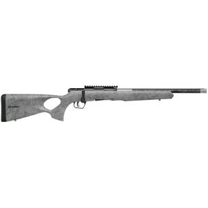 Savage B17 TimberLite .17 HMR 18 in thumbhole rifle grey with black spiderweb stock