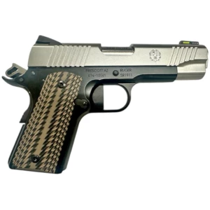Ruger SR1911 CCO 9mm 4.25in two-tone with G10 desert brown grips and tritium/Novak sights