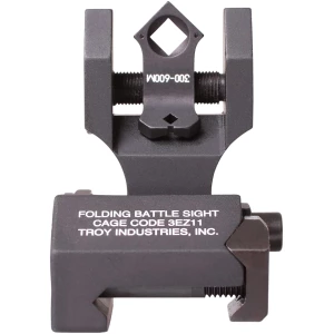 Troy Ind SSIGFBSTTBT00 Tritium Rear Folding BattleSight Round Black Hardcoat Anodized Folding for AR-15