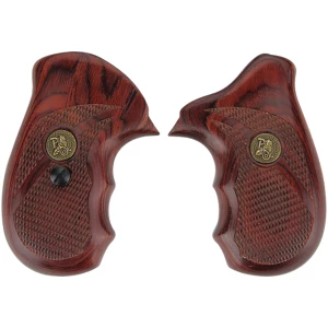 Pachmayr Renegade checkered rosewood laminate grip panels with finger grooves for Smith & Wesson J-frame