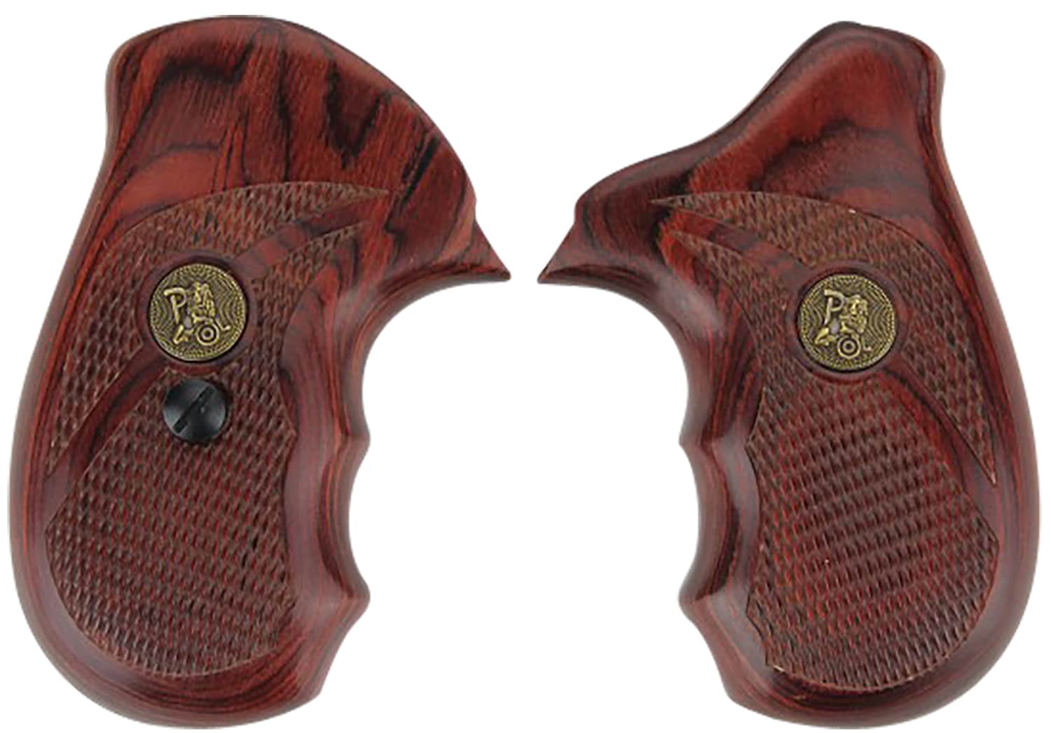 Pachmayr Renegade checkered rosewood laminate grip panels with finger grooves for Smith & Wesson J-frame